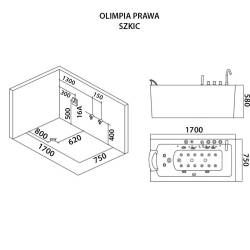 Wanna SPA z hydromasażem Olimpia 935CR 170x75 Prawa