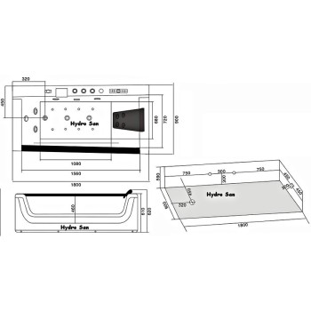 Wanna SPA z hydromasażem Panama 607H 180x90