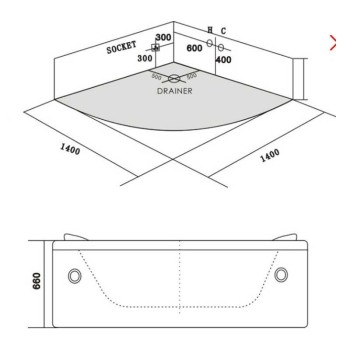 Wanna SPA z hydromasażem Sicilia 678A 140x140