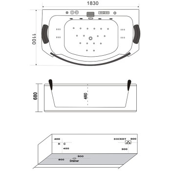 Wanna SPA z hydromasażem Suprema 664HL 185x110