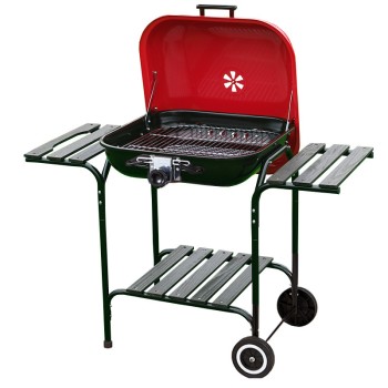 Grill ogrodowy węglowy z pokrywą VL02 Czerwono-czarny