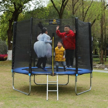 Trampolina Ogrodowa dla dzieci 366cm Rippey CHASE 12FT Czarno-niebieska