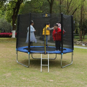 Trampolina Ogrodowa dla dzieci 366cm Rippey CHASE 12FT Czarno-niebieska