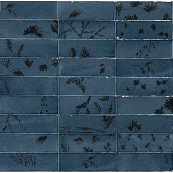 MARAZZI Rice Blu Decoro Leaf Lux 5x15cm M96W MARAZZI Rice Blu Decoro Leaf Lux 5x15cm M96W