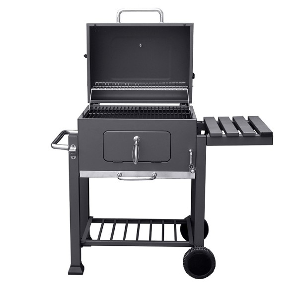 Grill ogrodowy węglowy z pokrywą i półkami VL01 Grafitowy Grill ogrodowy węglowy z pokrywą i półkami VL01 Grafitowy