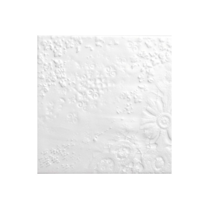 Płytka ceramiczna dekoracyjna Quintessenza BUCCHERO (5 grafiche) bianco Matt 13.2x13.2 cm Płytka ceramiczna dekoracyjna Quintessenza BUCCHERO (5 grafiche) bianco Matt 13.2x13.2 cm