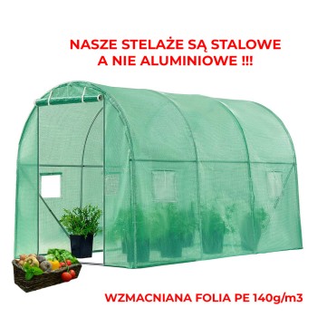 Tunel foliowy 10m2 ogrodowy szklarnia folia 4x2,5m TF04G ZIELONY
