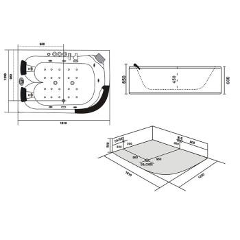 Wanna SPA z hydromasażem Creative 665RH 180x120 Prawa