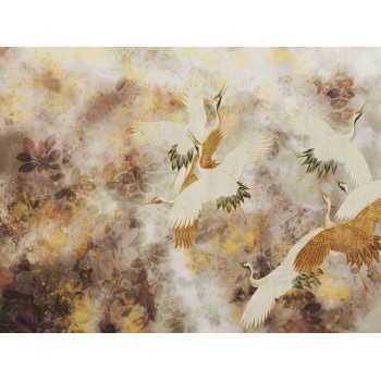 Wall Art Orginals Beige Tsuru 400x300cm