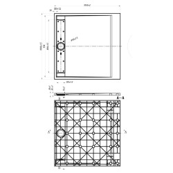 Brodzik prysznicowy Kamienny kwadratowy MIKO 100x100x2,6 czarny z syfonem