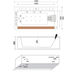 Wanna SPA z hydromasażem Napoli 609A 180x90 Prawa