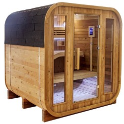 SAUNA OGRODOWA FIŃSKA BECZKA Z PIECEM MOLDE 2-4 OSOBOWA 180x200 CM