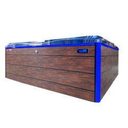 JACUZZI OGRODOWE WANNA SPA740 NIEBIESKA FALA OCEANU OBUDOWA BRĄZOWA DESKA F21 230x230 CM