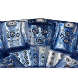 JACUZZI OGRODOWE WANNA SPA740 NIEBIESKA FALA OCEANU OBUDOWA BRĄZOWA DESKA F21 230x230 CM