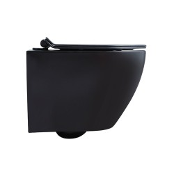 MISKA WC WISZĄCA RIMLESS MIZU-MTB-RIM-02 CZARNA MAT DESKA WOLNOOPADAJĄCA DUROPLAST