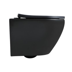 MISKA WC WISZĄCA RIMLESS MIZU-MTB-RIM-03 CZARNA MAT DESKA WOLNOOPADAJĄCA DUROPLAST
