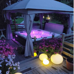 JACUZZI OGRODOWE WANNA SPA340 BIAŁA PERŁA OBUDOWA SZARA 220x220 CM