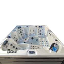 JACUZZI OGRODOWE WANNA SPA340 BIAŁA PERŁA OBUDOWA SZARA 220x220 CM