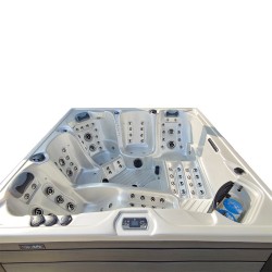 JACUZZI OGRODOWE WANNA SPA340 BIAŁA PERŁA OBUDOWA SZARA 220x220 CM