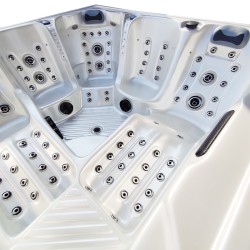 JACUZZI OGRODOWE WANNA SPA340 BIAŁA PERŁA OBUDOWA SZARA 220x220 CM