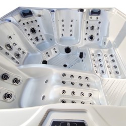JACUZZI OGRODOWE WANNA SPA340 BIAŁA PERŁA OBUDOWA SZARA 220x220 CM