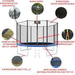 TRAMPOLINA OGRODOWA DLA DZIECI CHASE 12FT CZARNO/NIEBIESKA 366 CM