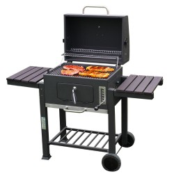GRILL OGRODOWY WĘGLOWY Z POKRYWĄ I PÓŁKAMI VL13 DUŻY XXL SZARY