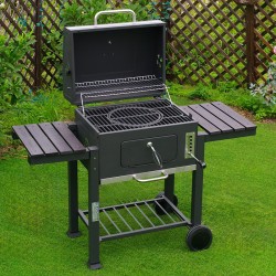GRILL OGRODOWY WĘGLOWY Z POKRYWĄ I PÓŁKAMI VL13 DUŻY XXL SZARY