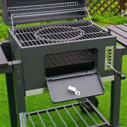 GRILL OGRODOWY WĘGLOWY Z POKRYWĄ I PÓŁKAMI VL13 DUŻY XXL SZARY