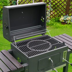 GRILL OGRODOWY WĘGLOWY Z POKRYWĄ I PÓŁKAMI VL13 DUŻY XXL SZARY