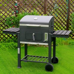 GRILL OGRODOWY WĘGLOWY Z POKRYWĄ I PÓŁKAMI VL13 DUŻY XXL SZARY