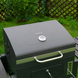 GRILL OGRODOWY WĘGLOWY Z POKRYWĄ I PÓŁKAMI VL13 DUŻY XXL SZARY
