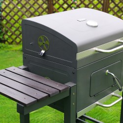 GRILL OGRODOWY WĘGLOWY Z POKRYWĄ I PÓŁKAMI VL13 DUŻY XXL SZARY
