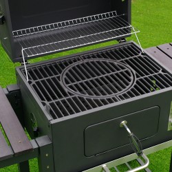 GRILL OGRODOWY WĘGLOWY Z POKRYWĄ I PÓŁKAMI VL13 DUŻY XXL SZARY